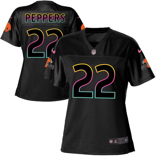 Nike Browns #22 Jabrill Peppers Black Women's NFL Fashion Game Jersey - Click Image to Close
